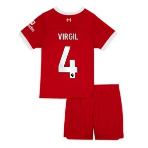 Liverpool Virgil van Dijk #4 Domaci Dres za Dječji 2023-24 Kratak Rukavima (+ kratke hlače)